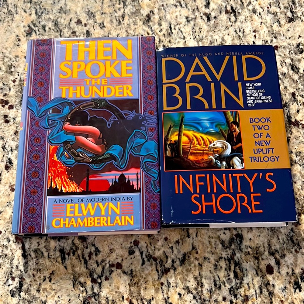 Lot Of 2 Fantasy Books Then Spoke Of Thunder/ Infinity’s Shore 2 Hardcover